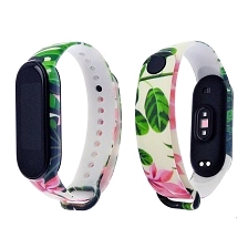 Сменный ремешок для фитнес браслета, смарт часов XIAOMI Mi Band 5, рисунок тропические цветы. Сменный ремешок для фитнес браслета, смарт часов XIAOMI Mi Band 5, рисунок тропические цветы.