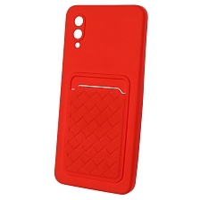 Чехол накладка CARD CASE для SAMSUNG Galaxy A02 (SM-A022), силикон, отдел для карт, цвет красный Чехол накладка CARD CASE для SAMSUNG Galaxy A02 (SM-A022), силикон, отдел для карт, цвет красный