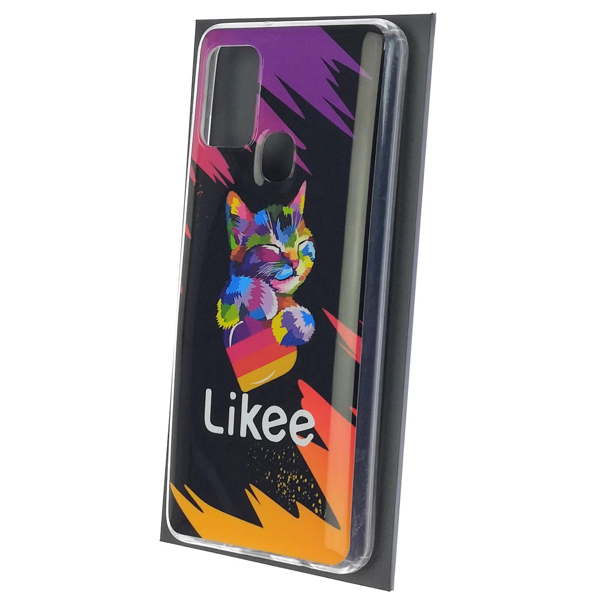 Чехол накладка Vinil для SAMSUNG Galaxy A21s (SM-A217), силикон, рисунок Likee Cat, цвет черный