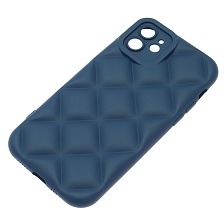Чехол накладка для APPLE iPhone 12 (6.1"), силикон, 3D ромб, цвет темно синий Чехол накладка для APPLE iPhone 12 (6.1"), силикон, 3D ромб, цвет темно синий