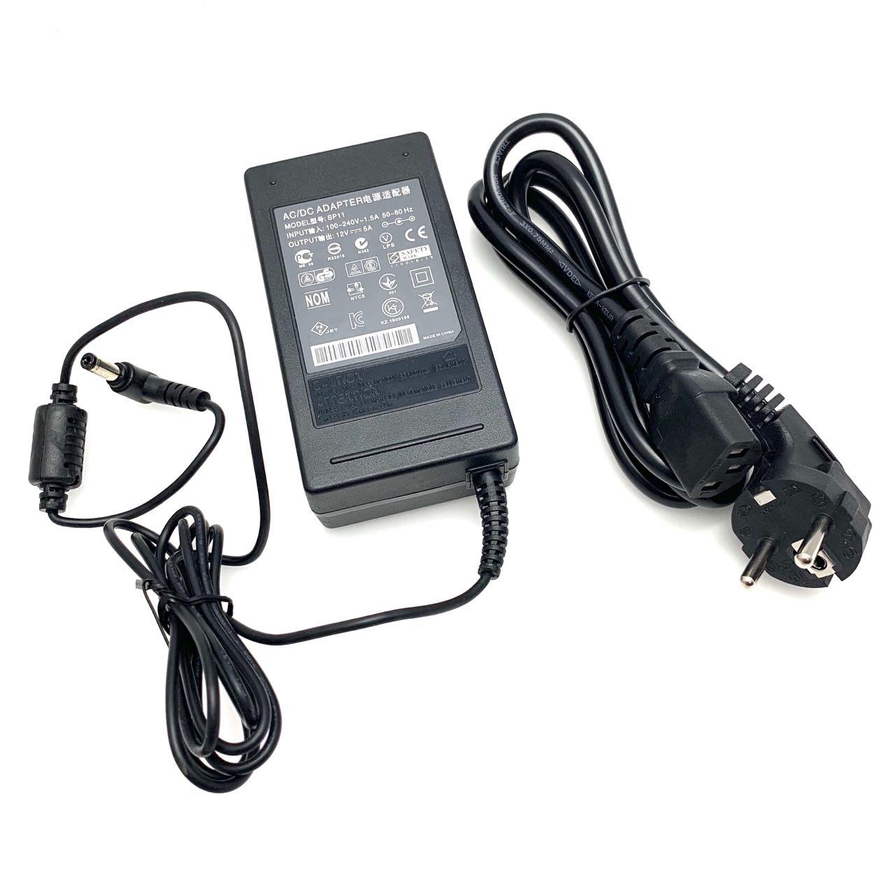 Блок питания SP11 12V-5.0A (5.5x2.5) 60W, цвет чёрный.