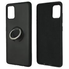 Чехол накладка RING для SAMSUNG Galaxy A51 (SM-A515), силикон, бархат, кольцо держатель, цвет черный Чехол накладка RING для SAMSUNG Galaxy A51 (SM-A515), силикон, бархат, кольцо держатель, цвет черный