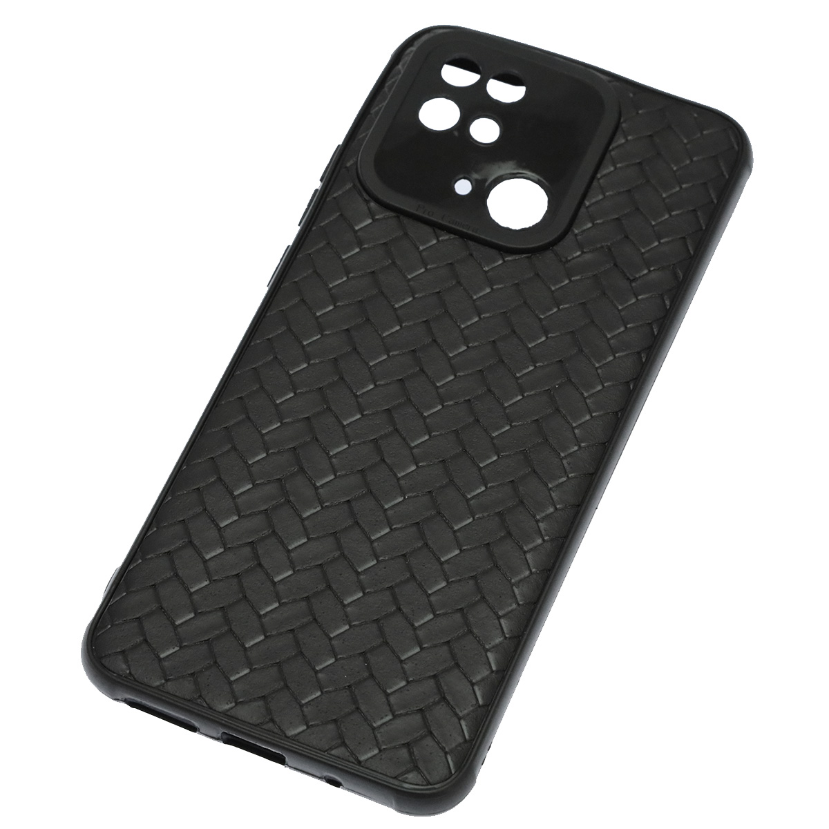 Чехол накладка для XIAOMI Redmi 10C, XIAOMI POCO C40, защита камеры, силикон, плетение, цвет черный