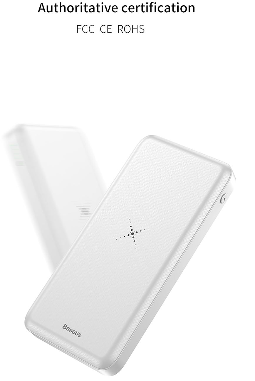 Внешний аккумулятор, Power Bank BASEUS M36 Wireless charger, 10000 mAh, LED индикация, с беспроводной зарядкой, цвет белый (-50%)