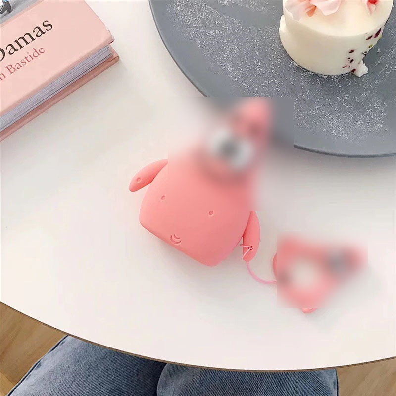 Чехол для беспроводных наушников APPLE AirPods 1/2 силиконовый с карабином, 3D Персонаж, цвет розовый. Чехол для беспроводных наушников APPLE AirPods 1/2 силиконовый с карабином, 3D Персонаж, цвет розовый.