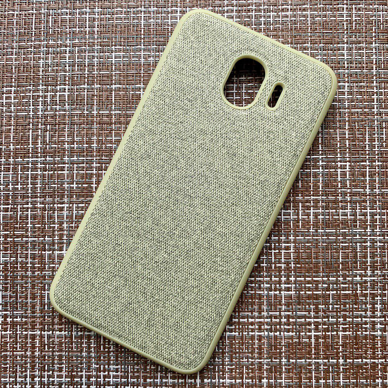 Чехол-накладка Original /силикон.джинс,иск.кожа/ для SAMSUNG Galaxy J4 2018 золото.