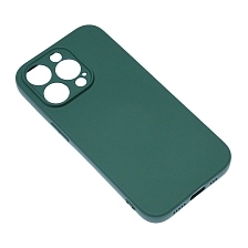 Чехол накладка NANO для APPLE iPhone 14 Pro, защита камеры, силикон, бархат, цвет темно зеленый Чехол накладка NANO для APPLE iPhone 14 Pro, защита камеры, силикон, бархат, цвет темно зеленый