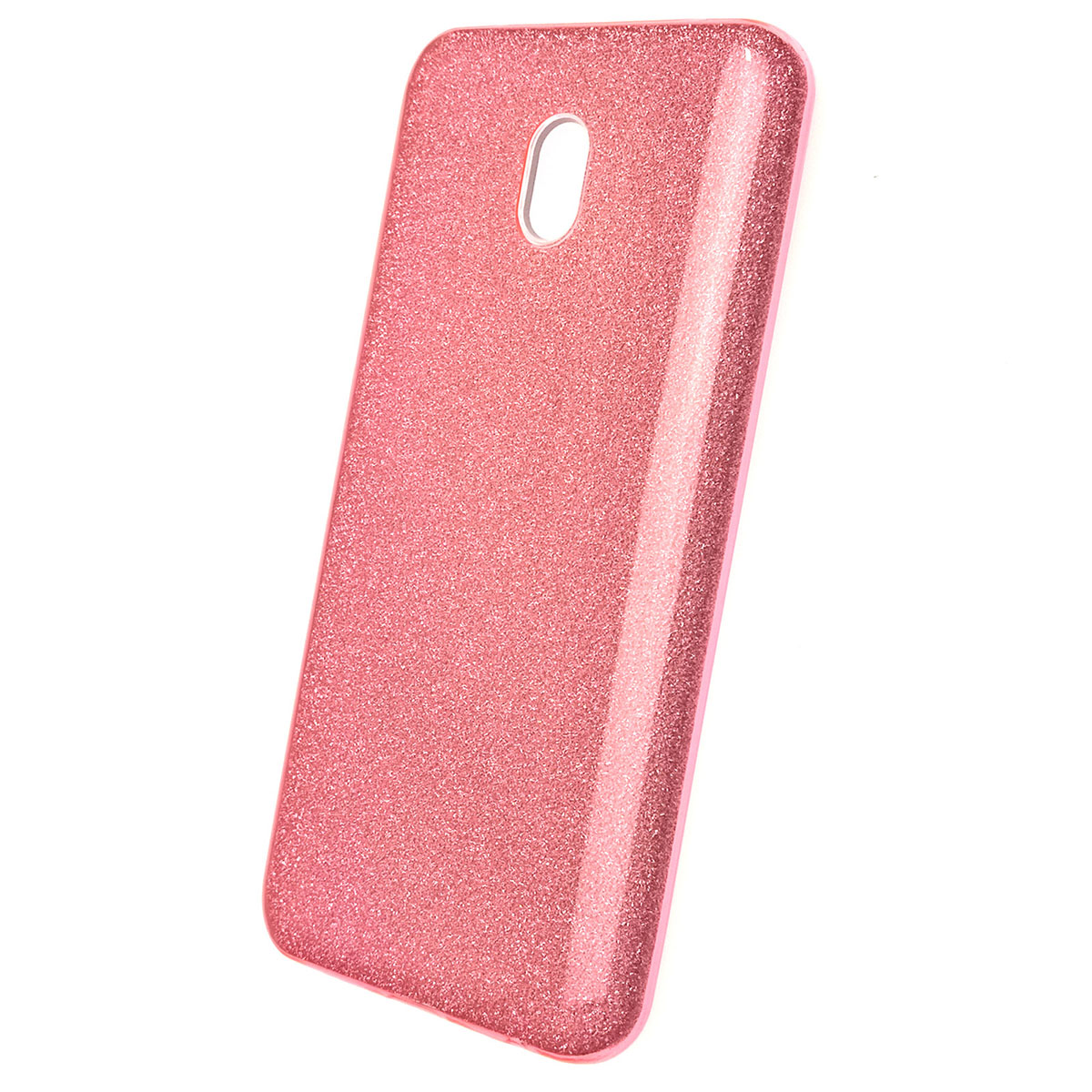 Чехол накладка для XIAOMI Redmi 8A, силикон, блестки, цвет розовый.