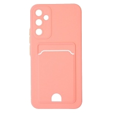 Чехол накладка BUTTON для SAMSUNG Galaxy A34 5G, силикон, отдел для карт, цвет розовый