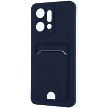 Чехол накладка BUTTON для Honor X7a, Honor X7a Plus, защита камеры, силикон, отдел для карт, цвет темно синий Чехол накладка BUTTON для Honor X7a, Honor X7a Plus, защита камеры, силикон, отдел для карт, цвет темно синий