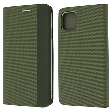 Чехол книжка MESH для APPLE iPhone 11 (6.1), текстиль, силикон, бархат, визитница, цвет зеленый Чехол книжка MESH для APPLE iPhone 11 (6.1), текстиль, силикон, бархат, визитница, цвет зеленый