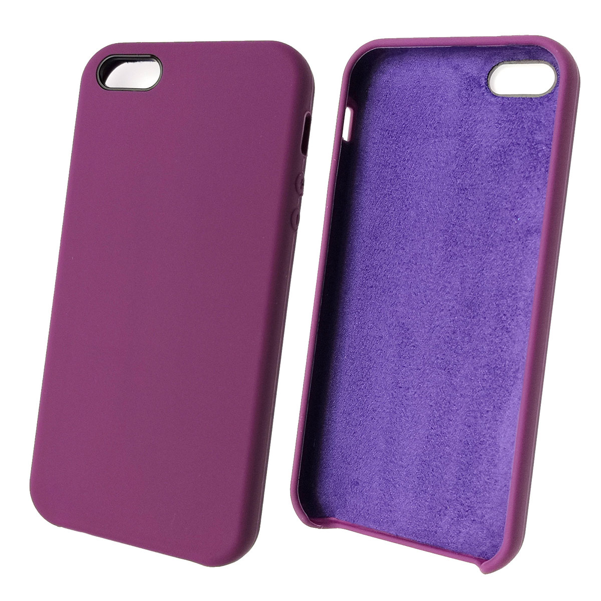 Чехол накладка Silicon Case для APPLE iPhone 5, 5S, SE, силикон, бархат, цвет фиолетовый Чехол накладка Silicon Case для APPLE iPhone 5, 5S, SE, силикон, бархат, цвет фиолетовый