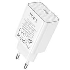 СЗУ (Сетевое зарядное устройство) HOCO C143A Benefit, 20W, 1 USB Type C, PD20W, цвет белый СЗУ (Сетевое зарядное устройство) HOCO C143A Benefit, 20W, 1 USB Type C, PD20W, цвет белый