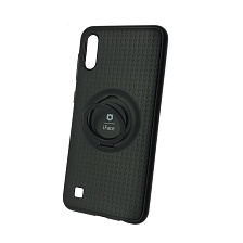 Чехол накладка iFace для SAMSUNG Galaxy A10 (SM-A105), M10 (SM-M105), силикон, кольцо держатель, цвет черный.