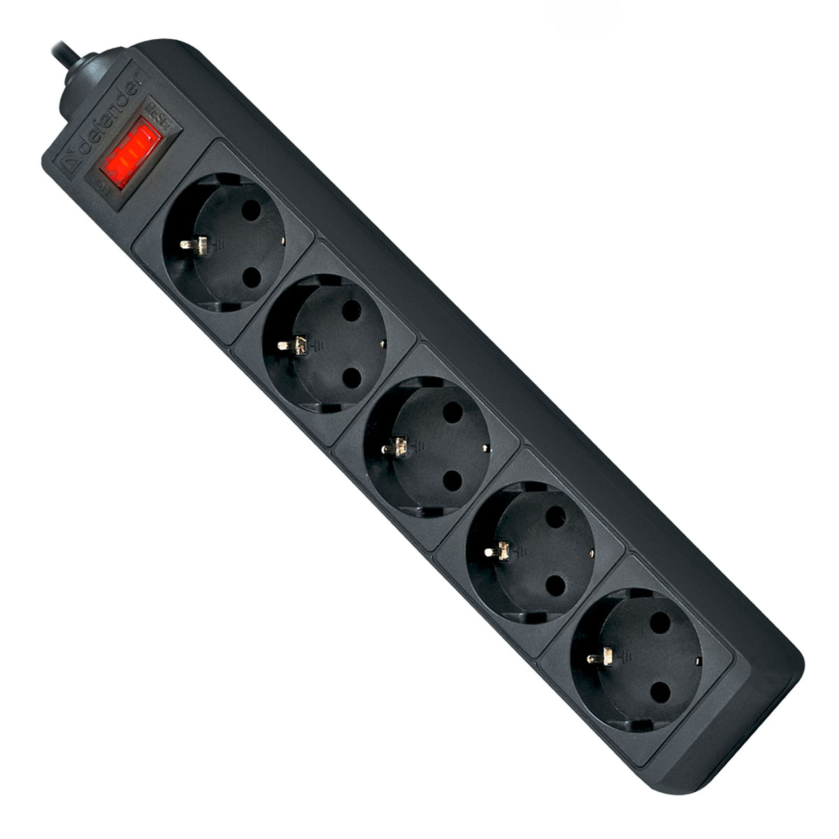 Сетевой фильтр Defender ES 1.8, 1.8 метра, 5 розеток, цвет черный