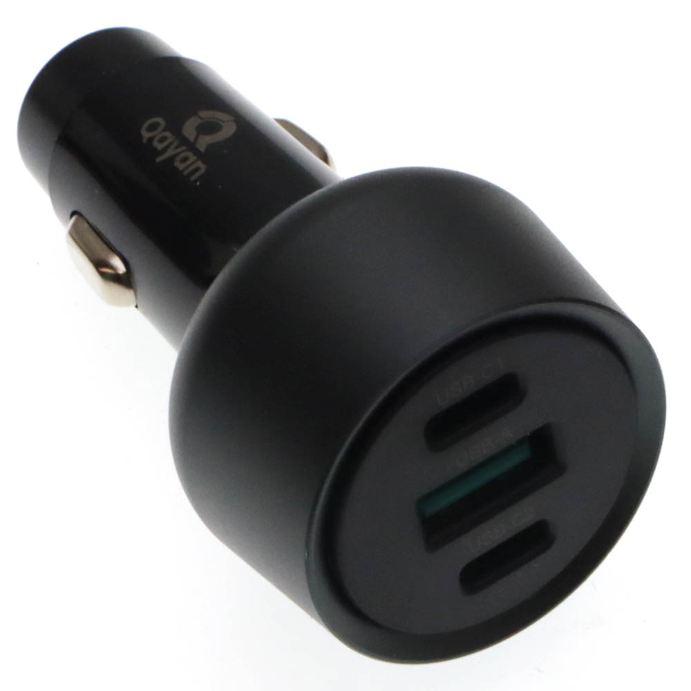 АЗУ (Автомобильное зарядное устройство) QAYAN QCC167, PD84W, 2 USB Type C, 1 USB A, цвет черно серебристый