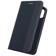 Чехол книжка MESH для APPLE iPhone 11 (6.1), текстиль, силикон, бархат, визитница, цвет темно синий Чехол книжка MESH для APPLE iPhone 11 (6.1), текстиль, силикон, бархат, визитница, цвет темно синий