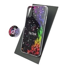 Чехол накладка для SAMSUNG Galaxy A01 (SM-A015F), силикон, фактурный глянец, с поп сокетом, рисунок Tik Tok Чехол накладка для SAMSUNG Galaxy A01 (SM-A015F), силикон, фактурный глянец, с поп сокетом, рисунок Tik Tok