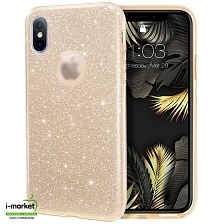 Чехол накладка Shine для APPLE iPhone X, iPhone XS, силикон, блестки, цвет золотистый Чехол накладка Shine для APPLE iPhone X, iPhone XS, силикон, блестки, цвет золотистый