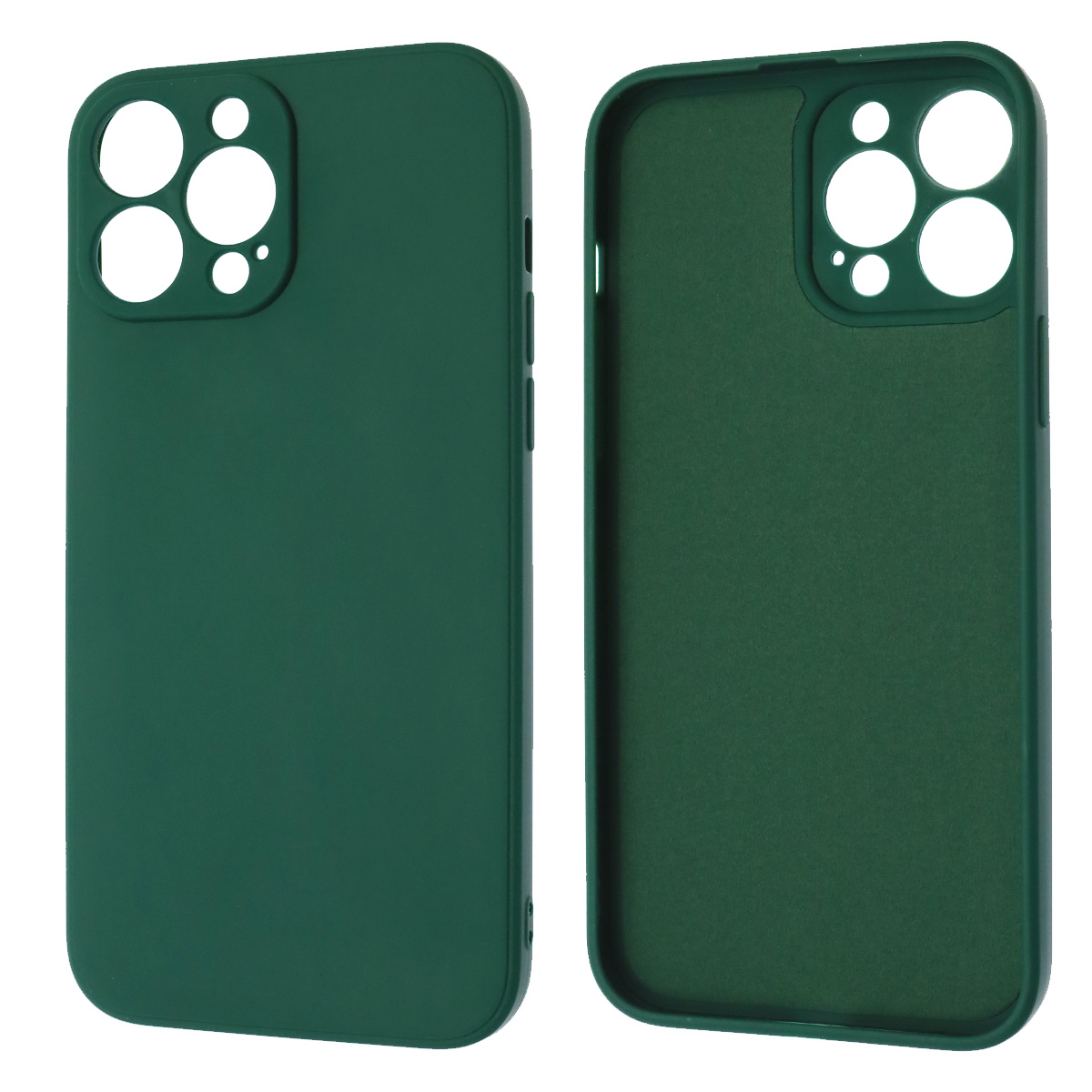 Чехол накладка для APPLE iPhone 13 Pro Max (6.7), силикон, бархат, цвет темно зеленый