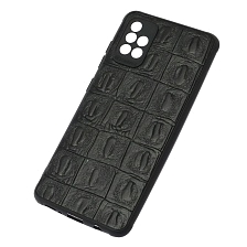 Чехол накладка для SAMSUNG Galaxy A51 (SM-A515), силикон, текстура кожи крокодила, цвет черный Чехол накладка для SAMSUNG Galaxy A51 (SM-A515), силикон, текстура кожи крокодила, цвет черный