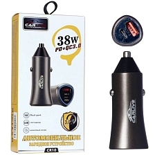 АЗУ (Автомобильное зарядное устройство) CARLIVE CR10 38W, USB QC3.0 3A, PD 20W, цвет темно серый
