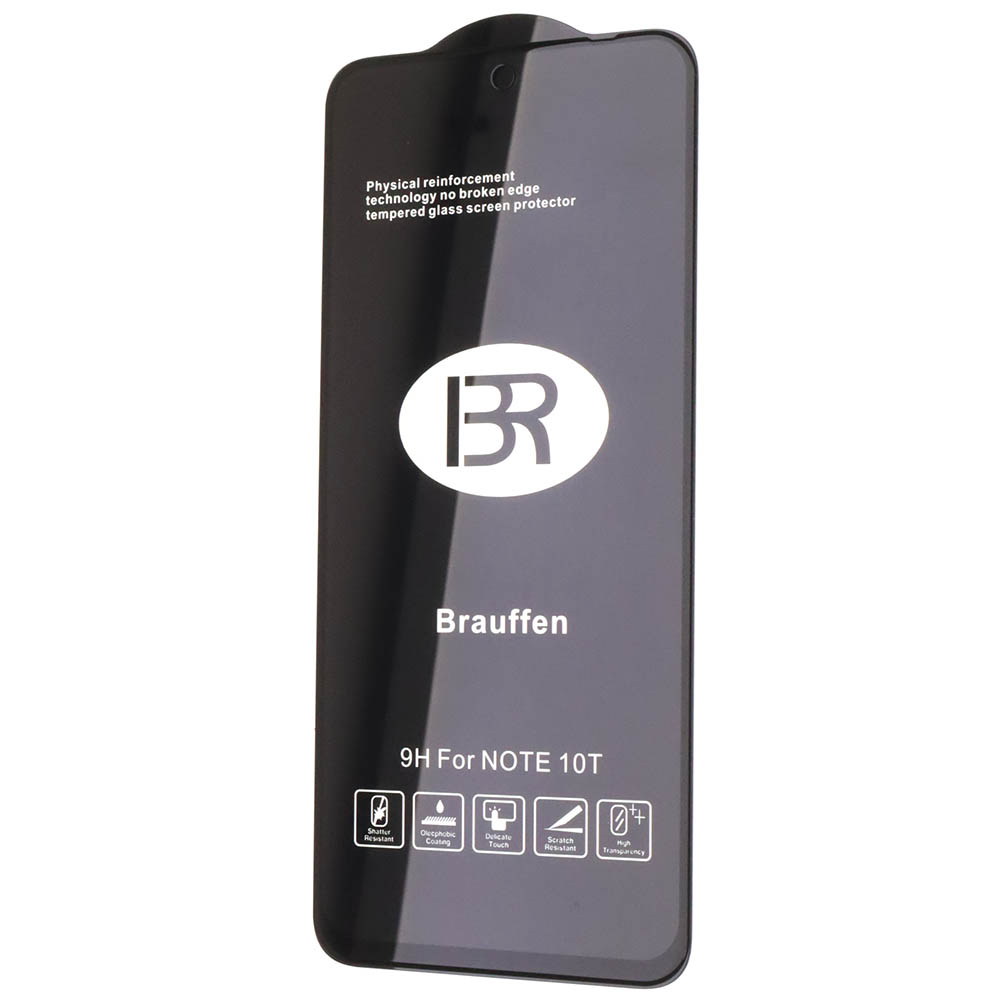 Защитное стекло 5D BRAUFFEN для XIAOMI Poco M3 Pro, Redmi Note 10T, Redmi 10, Redmi Note 10 5G, цвет окантовки черный
