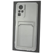 Чехол накладка CARD CASE для INFINIX Zero X Pro, силикон, отдел для карт, цвет прозрачный