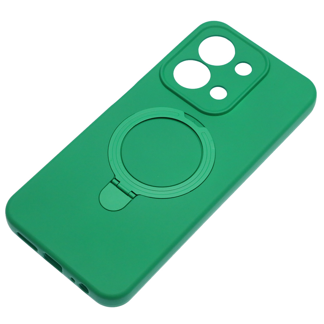Чехол накладка Revole Mix для XIAOMI Redmi 15C, POCO C85, защита камеры, силикон, бархат, кольцо держатель, цвет зеленый