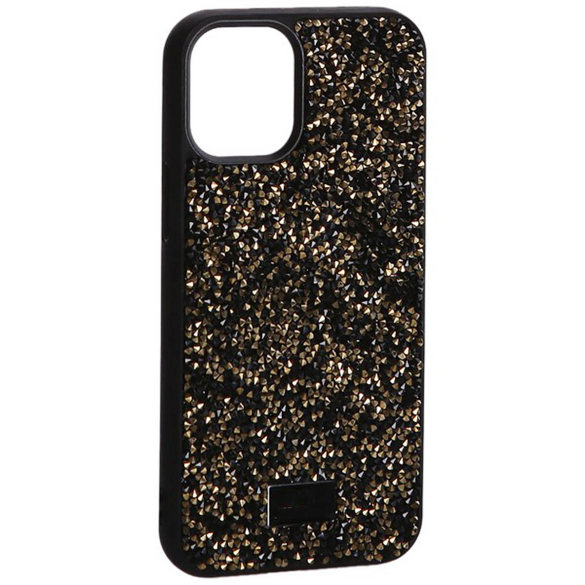 Чехол накладка для APPLE iPhone 12 mini (5.4"), стразы, цвет черно золотистый Чехол накладка для APPLE iPhone 12 mini (5.4"), стразы, цвет черно золотистый