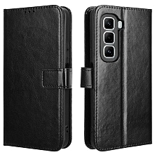 Чехол книжка для INFINIX Hot 50 Pro, защита камеры, экокожа, визитница, цвет черный
