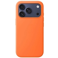 Чехол накладка Silicone Case с поддержкой MagSafe для Apple iPhone 17 Pro Max, L-ogo, бархатная подложка, цвет оранжевый