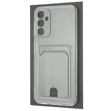 Чехол накладка CARD CASE для SAMSUNG Galaxy A14 4G, силикон, отдел для карт, цвет прозрачный
