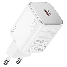СЗУ (Сетевое зарядное устройство) HOCO N40 Mighty, 20W, 1 USB Type C, PD, Q3.0, цвет белый СЗУ (Сетевое зарядное устройство) HOCO N40 Mighty, 20W, 1 USB Type C, PD, Q3.0, цвет белый