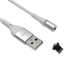 Магнитный зарядный кабель MRM 360i, длина 1 метр, с магнитной насадкой APPLE Lightning 8 pin, цвет белый | Все по 150