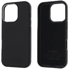 Чехол накладка для APPLE iPhone 16 Pro (6.3"), силикон, пластик, текстура кожи, бархат, цвет черный Чехол накладка для APPLE iPhone 16 Pro (6.3"), силикон, пластик, текстура кожи, бархат, цвет черный