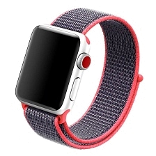 Ремешок для часов Apple Watch (42-44 мм), нейлон, цвет черно-розовый
