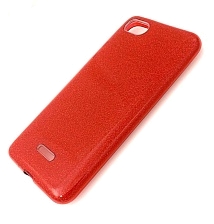 Чехол накладка для XIAOMI REDMI 6A, силикон, блёстки, цвет красный.