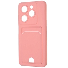 Чехол накладка BUTTON для INFINIX Hot 40i, Smart 8, SMART 8 Plus, защита камеры, силикон, отдел для карт, цвет розовый