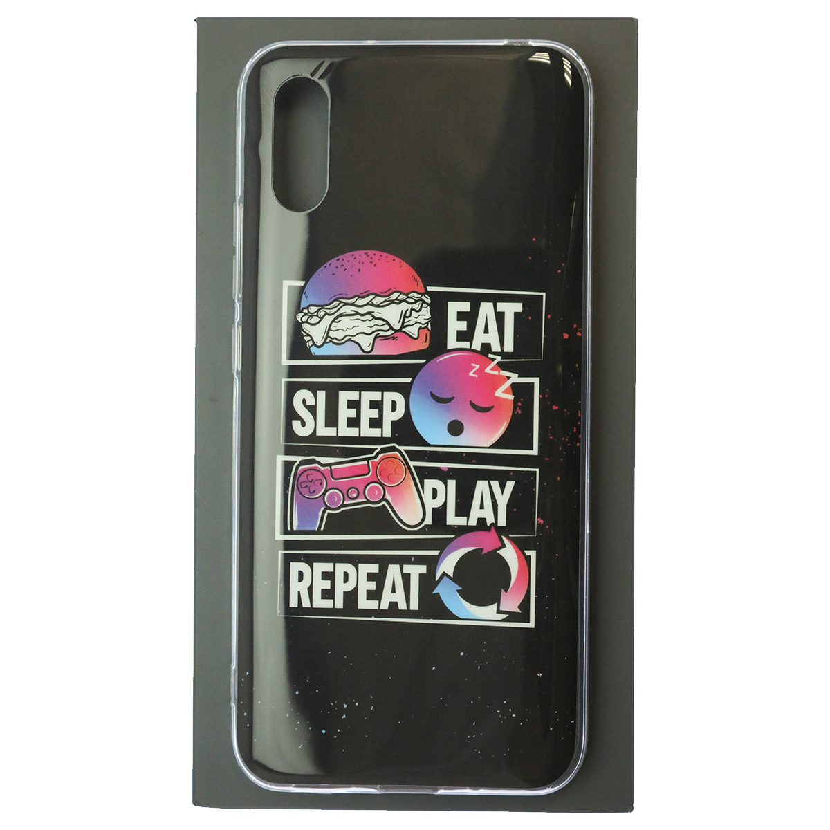 Чехол накладка для XIAOMI Redmi 9A, силикон, глянцевый, рисунок EAT SLEEP PLAY REPEAT Чехол накладка для XIAOMI Redmi 9A, силикон, глянцевый, рисунок EAT SLEEP PLAY REPEAT