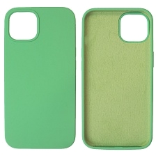 Чехол накладка Silicon Case для APPLE iPhone 14 (6.1), силикон, бархат, цвет мятный