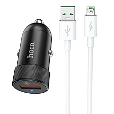 HOCO Z32A Flash АЗУ (автомобильное зарядное устройство) 4A, QC3.0, с кабелем Micro USB, цвет черный.