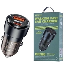 АЗУ (Автомобильное зарядное устройство) REMAX RCC360, 75W, 1 USB A, 1 USB Type C, PD, QC, цвет черный
