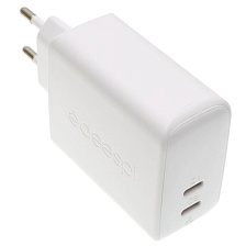 СЗУ (Сетевое зарядное устройство) DEESPI GaN45, 45W, 2 USB Type C, цвет белый СЗУ (Сетевое зарядное устройство) DEESPI GaN45, 45W, 2 USB Type C, цвет белый