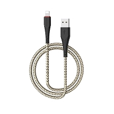 Кабель BOROFONE BX25 Powerful APPLE Lightning 8 pin, 2.4A, длина 1 метр, силикон, нейлоновая оплетка, цвет черный Кабель BOROFONE BX25 Powerful APPLE Lightning 8 pin, 2.4A, длина 1 метр, силикон, нейлоновая оплетка, цвет черный