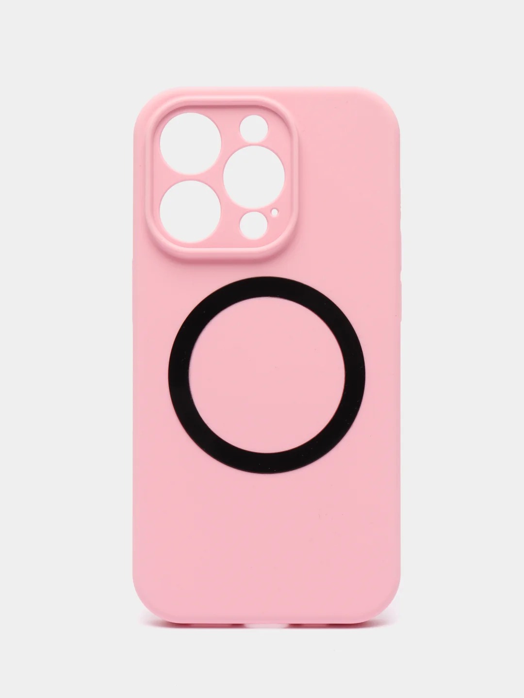 Чехол накладка Silicone Case для APPLE iPhone 13 Pro Max, с поддержкой MagSafe, защита камеры, силикон, бархат, цвет бледно-розовый