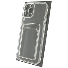 Чехол накладка CARD CASE для APPLE iPhone 13 Pro Max, силикон, отдел для карт, цвет прозрачный Чехол накладка CARD CASE для APPLE iPhone 13 Pro Max, силикон, отдел для карт, цвет прозрачный