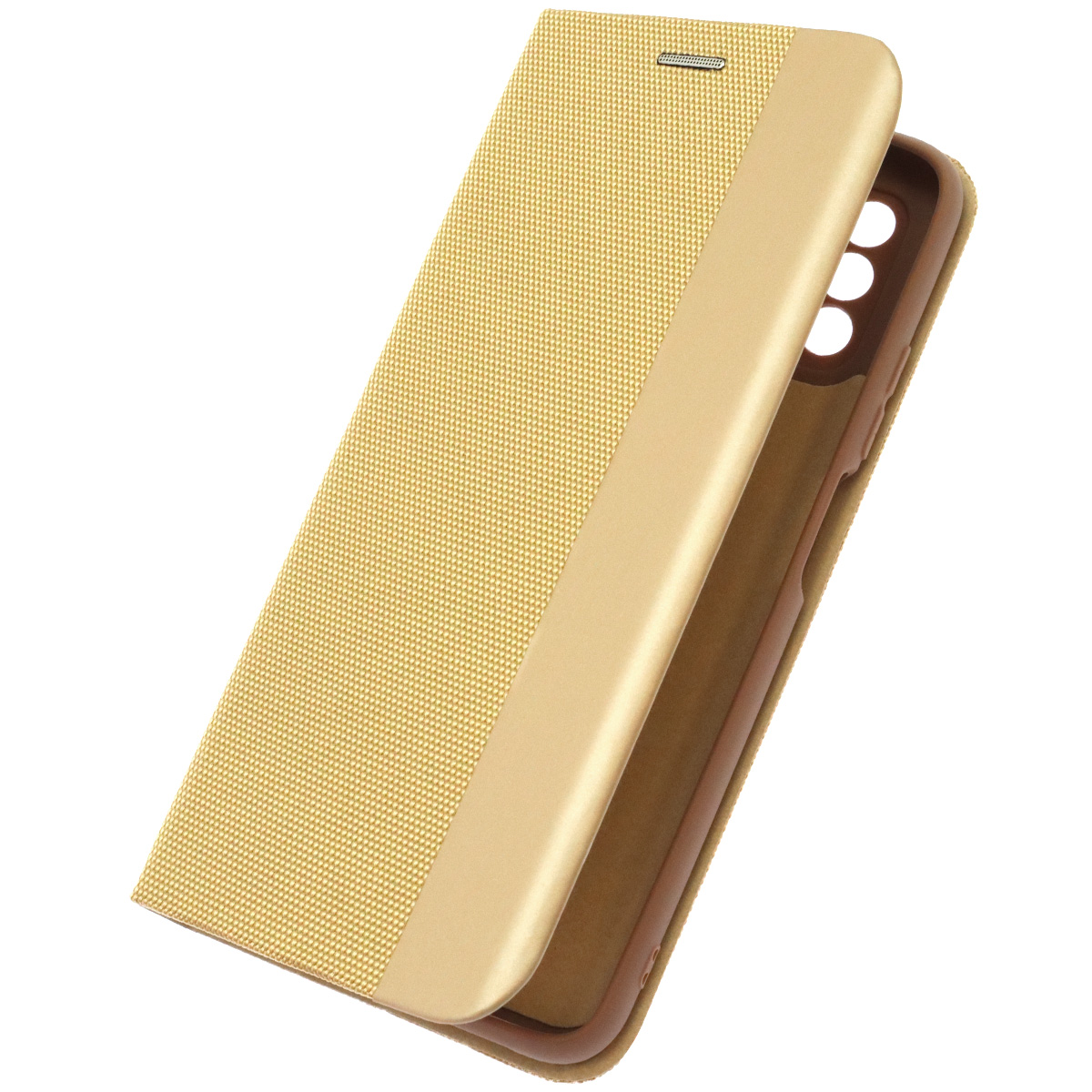 Чехол книжка MESH для XIAOMI POCO M3, текстиль, силикон, бархат, визитница, цвет золотистый