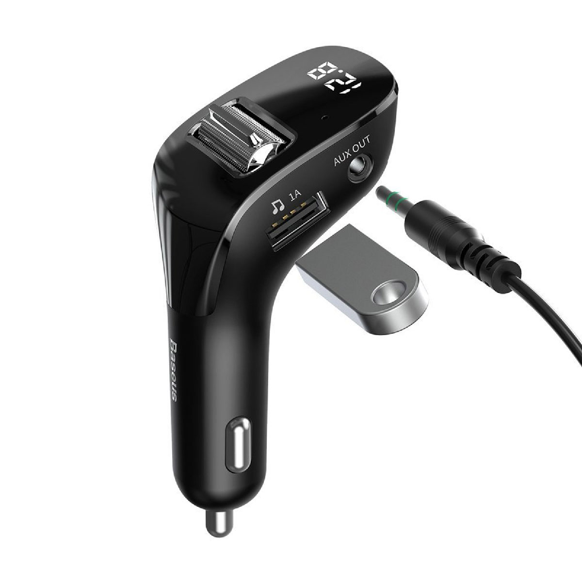АЗУ (Автомобильное зарядное устройство) Baseus Streamer F40, AUX, Wireless MP3, Bluetooth аудио трансмиттер, цвет черный (распродажа -50%)