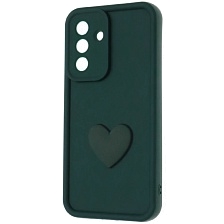 Чехол накладка для SAMSUNG Galaxy A56, силикон, 3D сердце, защита камеры, бортики, цвет темно зеленый Чехол накладка для SAMSUNG Galaxy A56, силикон, 3D сердце, защита камеры, бортики, цвет темно зеленый